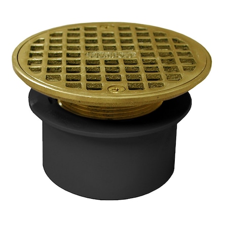 Jones Stephens 3in. PVC Inside Pipe Fit Drain Base with 2in. Metal Spud and 6in. Polished Brass Strainer D53188